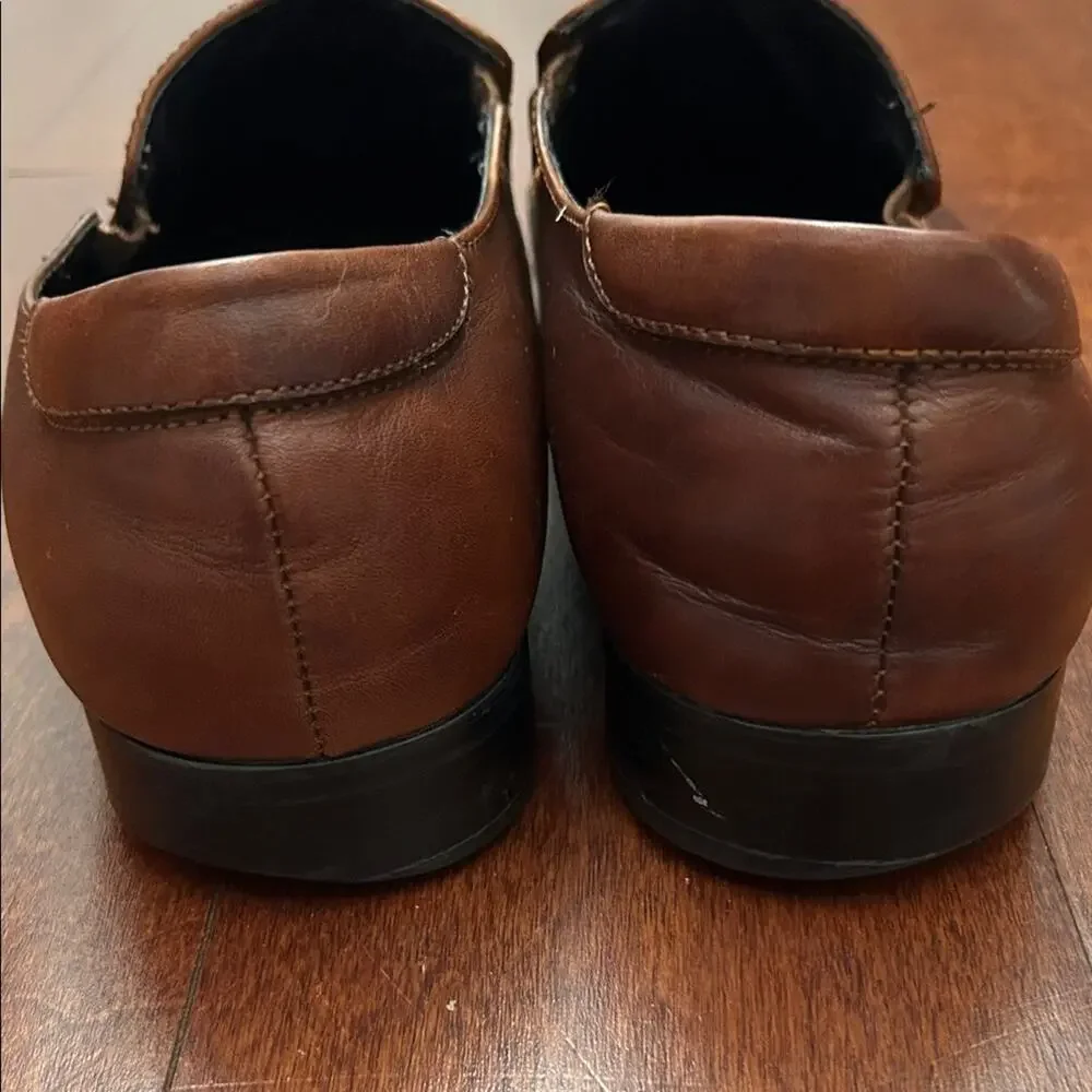 Aldo Men's Brown Leather Slip-On Loafers w/ Cross Design Imprinted, Size 10 (43)